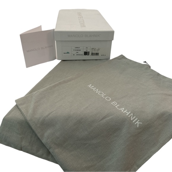 MANOLO BLAHNIK Green Iluna Flat Sandals Silk Crepe De Chine & Crystal Buckle - Picture 9 of 11